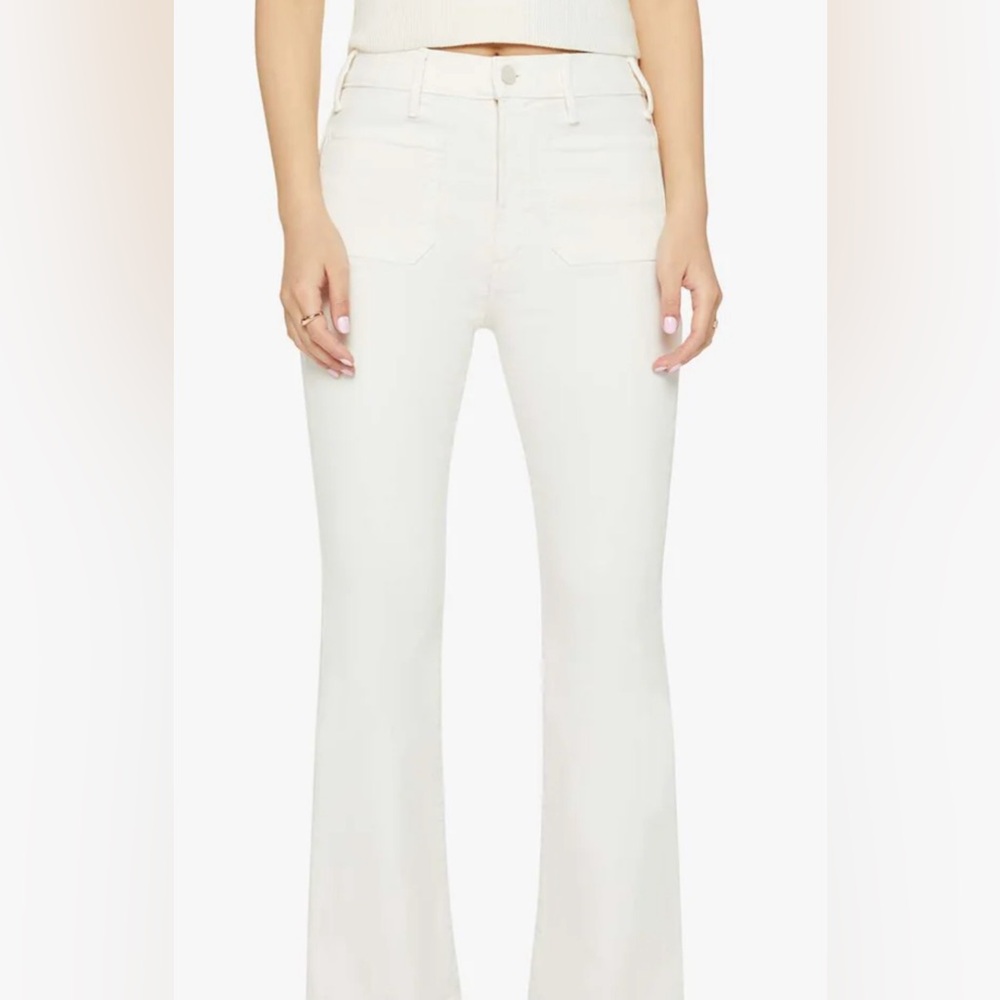 {MOTHER}Jeans Hustler Cropped Frayed White Patch Pocket